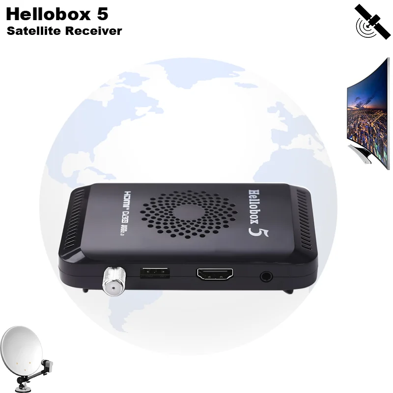 Receptor de televisión satelital Hellobox5 HD Digital DVB S2 compatible con ccam newcam 3G Wifi decodificador
