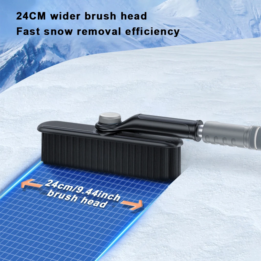 Universal Snow Shovel Brush Telescopic Car Glass Deicing Cleaning Tool 2-in-1 Detachable Snows Ice Scraper Quick Clean Wash Tool