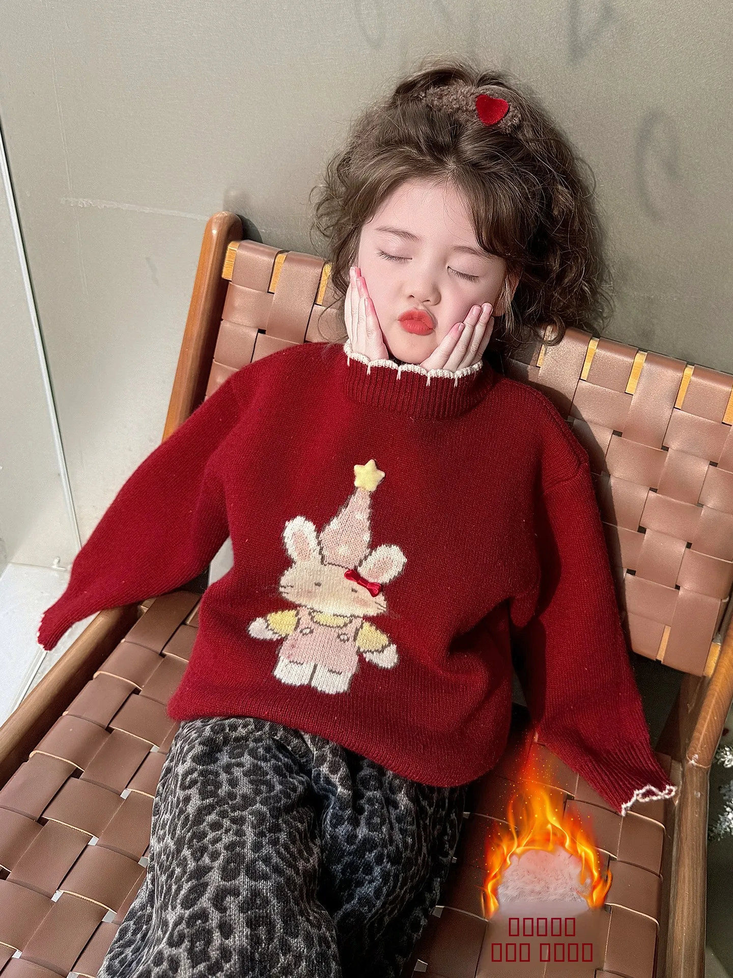 Fce gevoerde gebreide trui voor meisjes Baby Faionable Winterkleding rond Ne Long Sve Regular Fit Knitwear