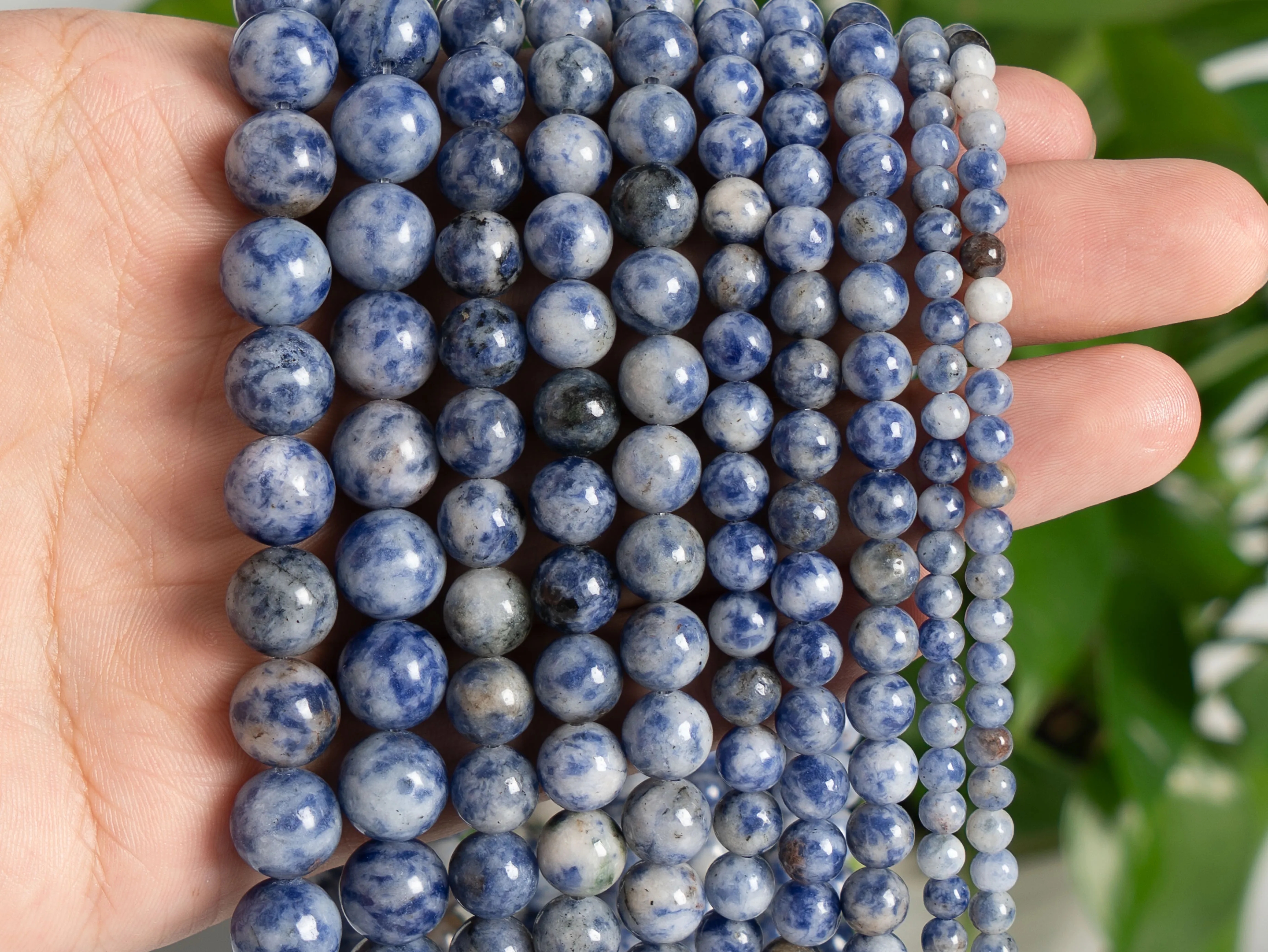 Blue & White Jasper Beads AAA Grade Genuine Natural Gemstone Full Strand Round Beads 4/6/8/10 MM for Jewelry Making Accessories