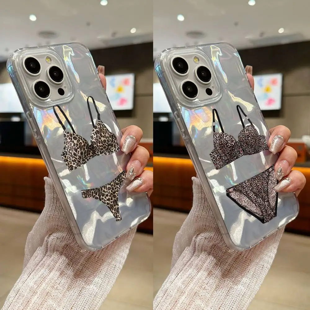 

Leopard Print Briefs Bikini Panties Phone Case For iPhone 16,15,14,13,12,11 Plus,Pro,Max,Plus,SE4,E Transparent Glossy Cover