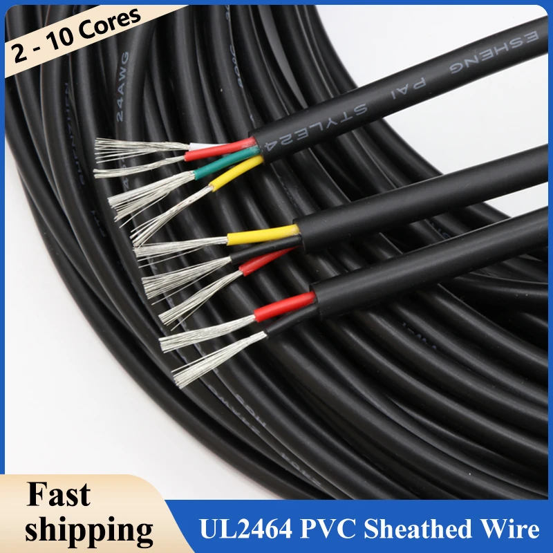 

2-10m UL2464 Sheathed Wires 30 28 26 24 22 20 18 16 14AWG Signal Control Wire Channel Audio 2 3 4 5 6 7 8 9 10Cores Power Cables