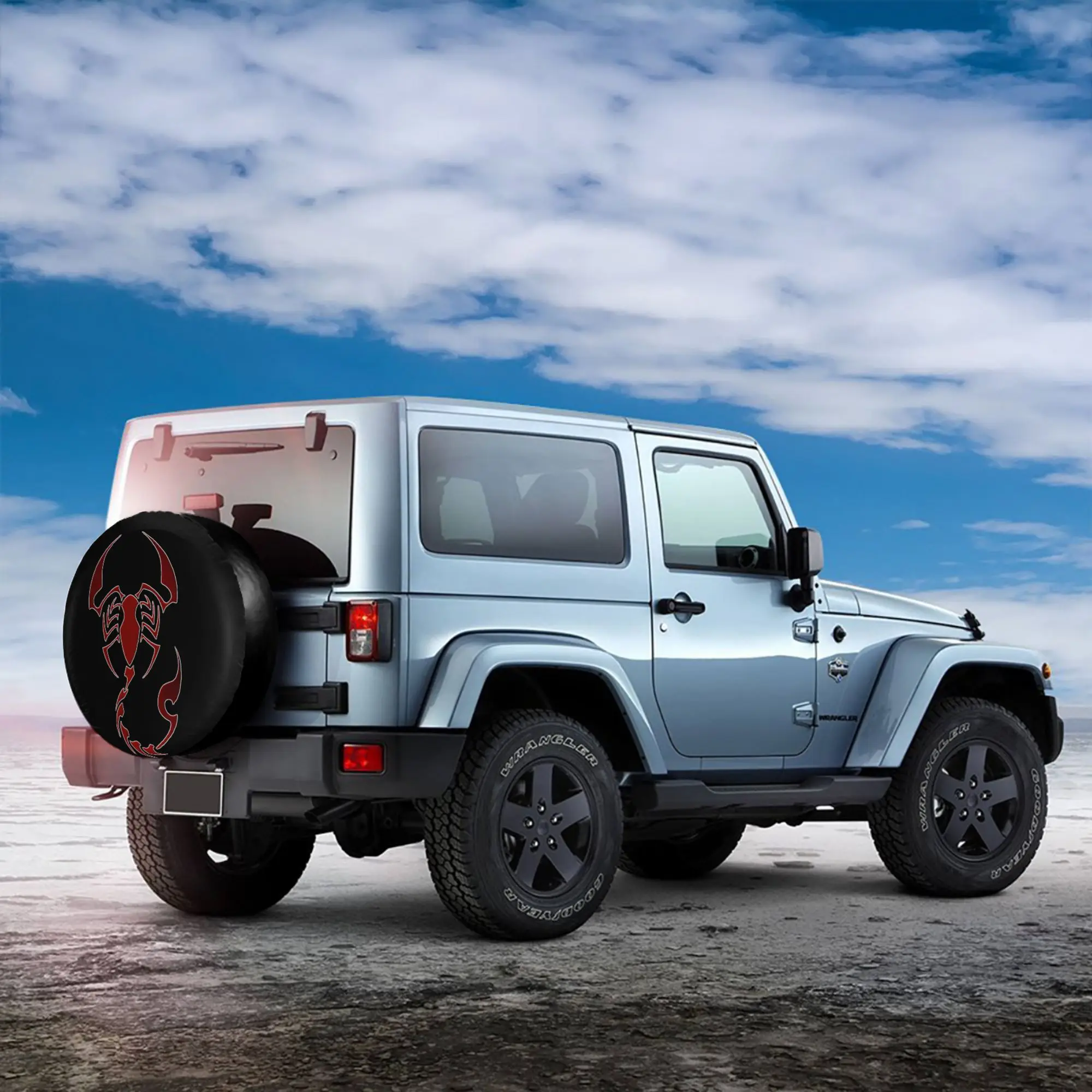 1pc Red Scorpion Car Spare Tire Protection Cover | Suitable For 14-17 Inch Tires, Polyester Material, Universally Applicable For