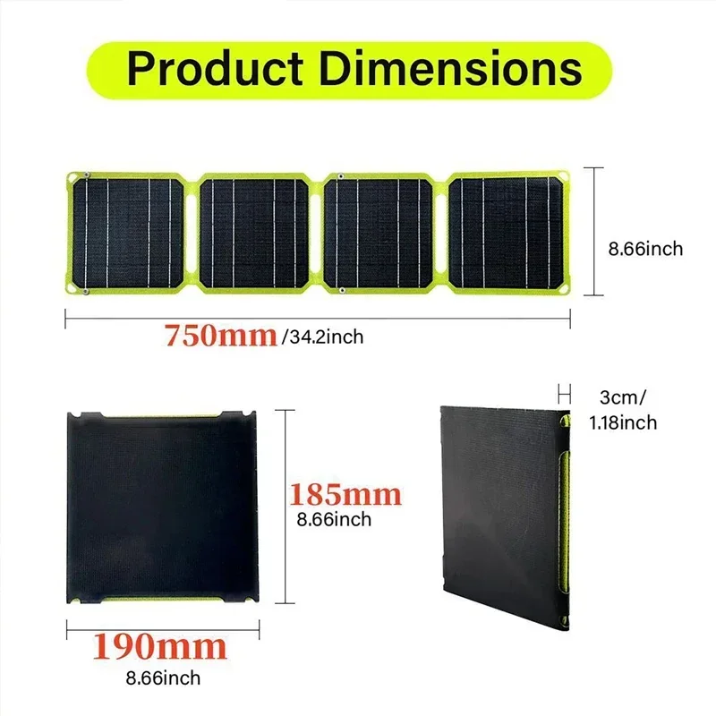 Outdoor Portable 100W Solar Panel 5V/9V/12V Photovoltaic Panel Foldable Phone Charge Power Bank For Camping RV Travel Fishing