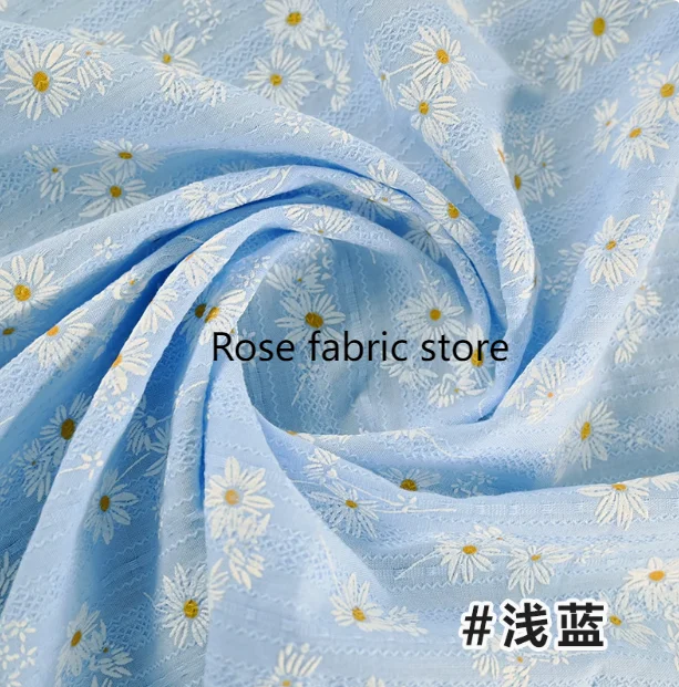 

Texture Cotton Daisy Print Jacquard Fabric For dress, tops, table cover, costumes design, hair accessories sewing, Summer Dress