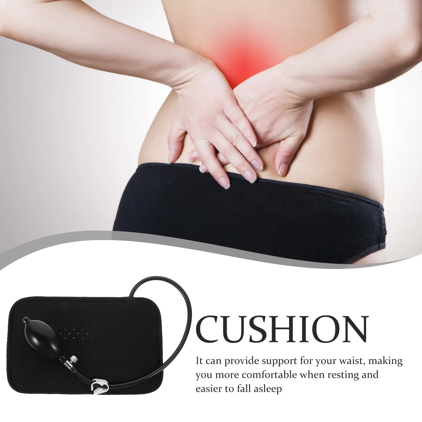 

Inflatable Waist Support Pad Ergonomic Lumbar Pillow For Travel Camping Office Portable Lightweight Back Pain Relief
