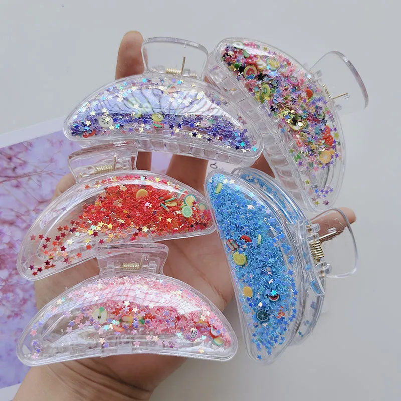 2 sztuk dla dorosłych dzieci quicksand duże włosy grip spinki do włosów spinka do włosów nowa mała dziewczynka przezroczyste BB klip piękne dzieci klips do włosów