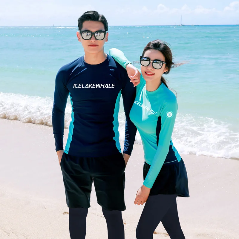 Korean Rashguard Couple Diving Suit Men's Women's Jellyfish Floating Suit Conservative Long Sleeve Beach Swimwear Holiday Suit