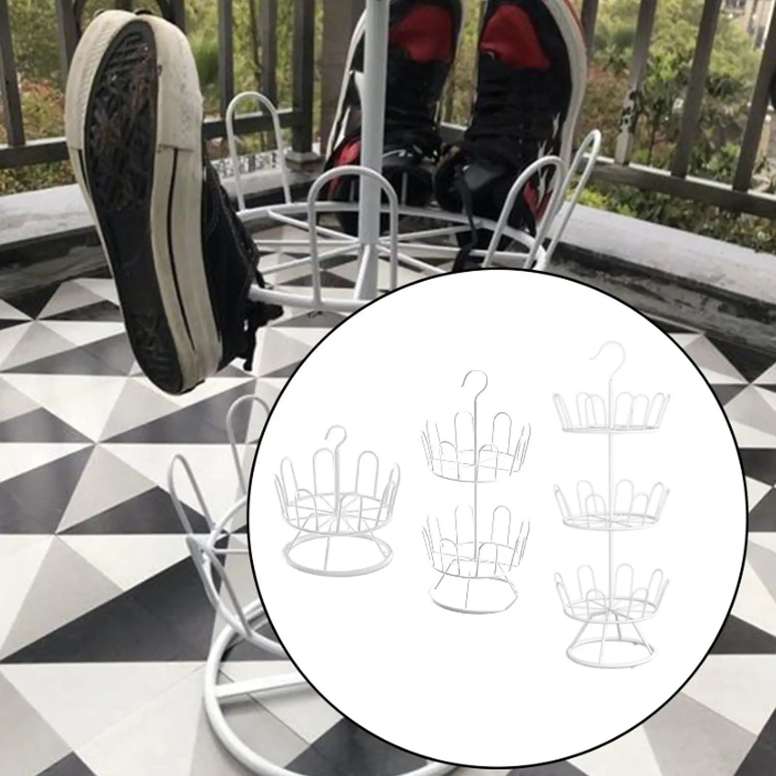 Revolving Shoe Rack Standing Large Capacity Modern Drying Essential Tool Shoe Tree Circular for Dorm Household Outdoor Indoor