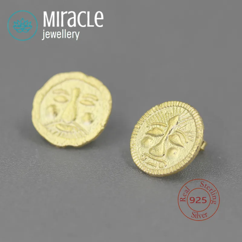 

Miracle Sterling Silver 925 Embarrassed To Smi Cultural Six Dynasties Human Face Ti Shape Earrings New Chinese National