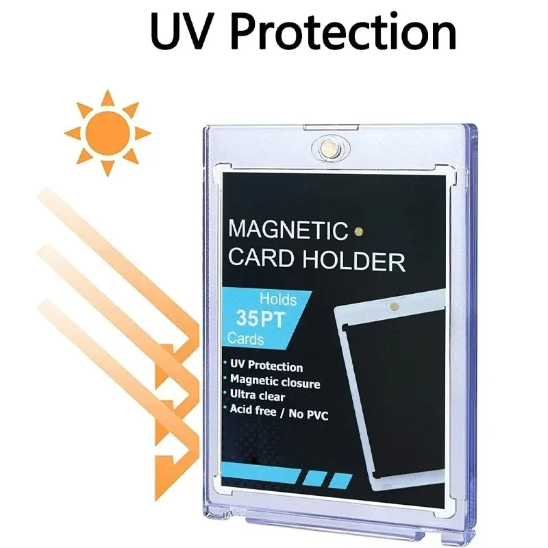 35pt suporte magnético photocard kpop ídolo protetor de cartão de foto uv caso de exibição cartão de negociação anime jogo estrela cartão um toque titular