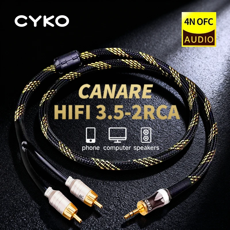 TODN HiFi 4N OFC RCA كابل الصوت 3.5 مللي متر إلى 2RCA aux التوصيل إشارة ثعبان مطلية بالذهب التوصيل لمكبر الصوت الهاتف المحمول