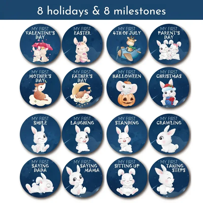 32pcs Adorable Zoo Animal Baby Milestone Monthly Stickers - Perfect for Newborn Boys & Girls!