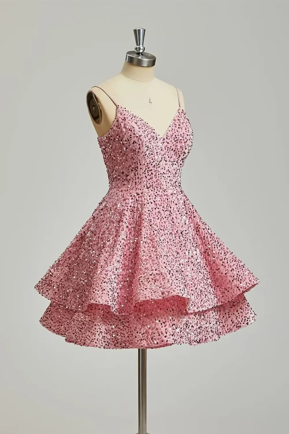 فساتين حفلات العودة للوطن بترتر سباركلي للمراهقين 2025 قصيرة على شكل حرف V على شكل حرف A متدرجة صغيرة رسمية للحفلات الراقصة فستان كوكتيل فوق الركبة فستان النادي