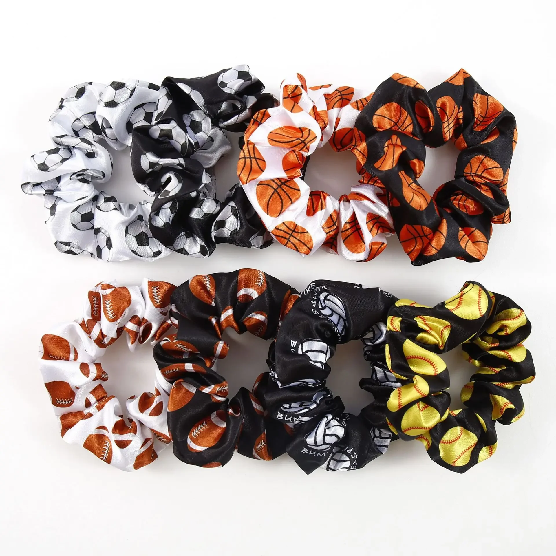 Fashion Football Basketball Volleyball Softball Rugby Printed Large Intestine Hair Ring/Ties for Women Jewelry Sports Headrope