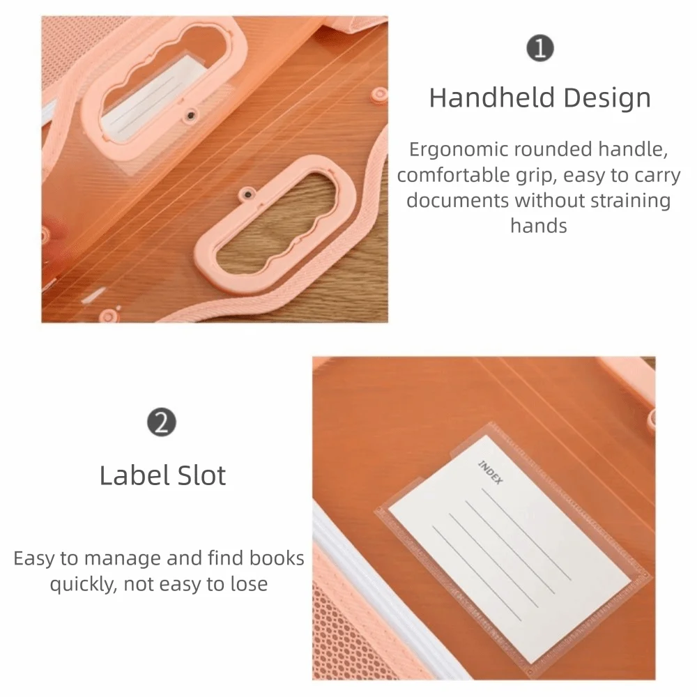 File Management PP Vertical Accordion Zipper Bag Waterproof Zipper Closure File Folder File Bag Document Organization