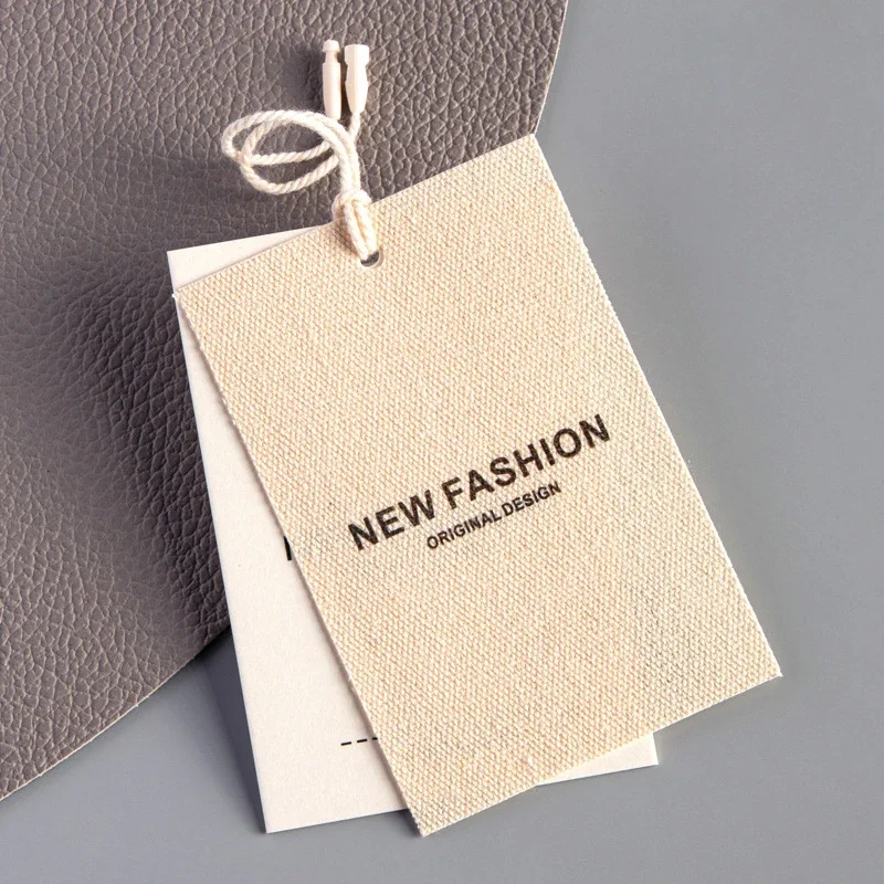 100pcs Cotton and Linen Canvas Universal Hangtags Clothes Logo Hanging Tags Business Paper Tags Hang Cards Printing with String