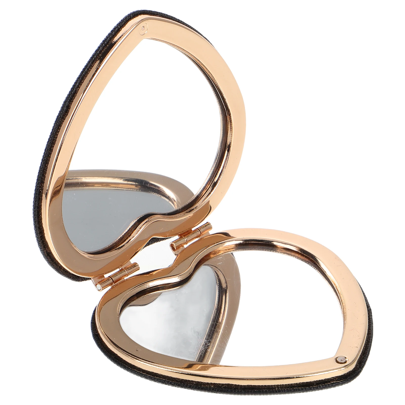 Heart Shaped Makeup Vanity Portable for Purse Cute Vintage Compact Dual Sided Metal Mirror Bow