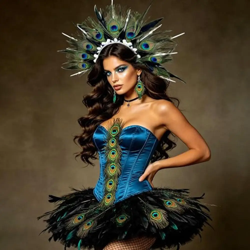 Headdress Creative Feather Headpiece Retro Cosplay Peacock Headwear Unique Decorative Hair Hoop Stage Performance Headwear