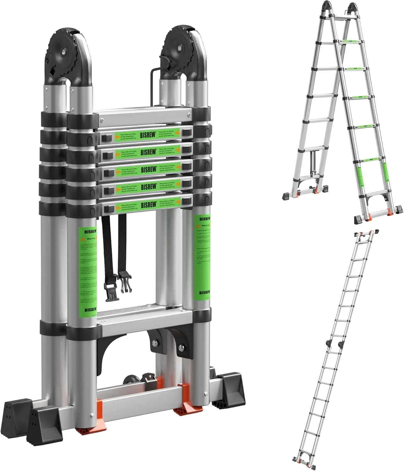 Telescoping Ladder A Frame 19Ft/9.5Ft Heavy Duty Aluminum Foldable Extension Ladders, Multi-Purpose Ladder For Home,