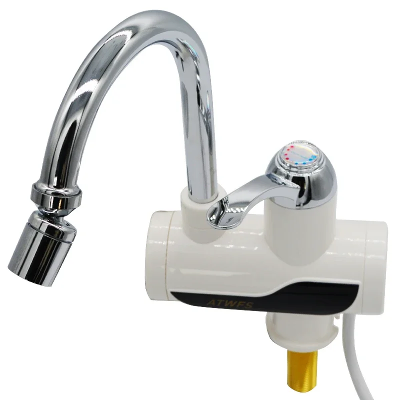 220V Tankless Instant Water Heater Electric Hot Water Faucet 3000W Heating Kitchen Tap with Temperature Display EU Plug