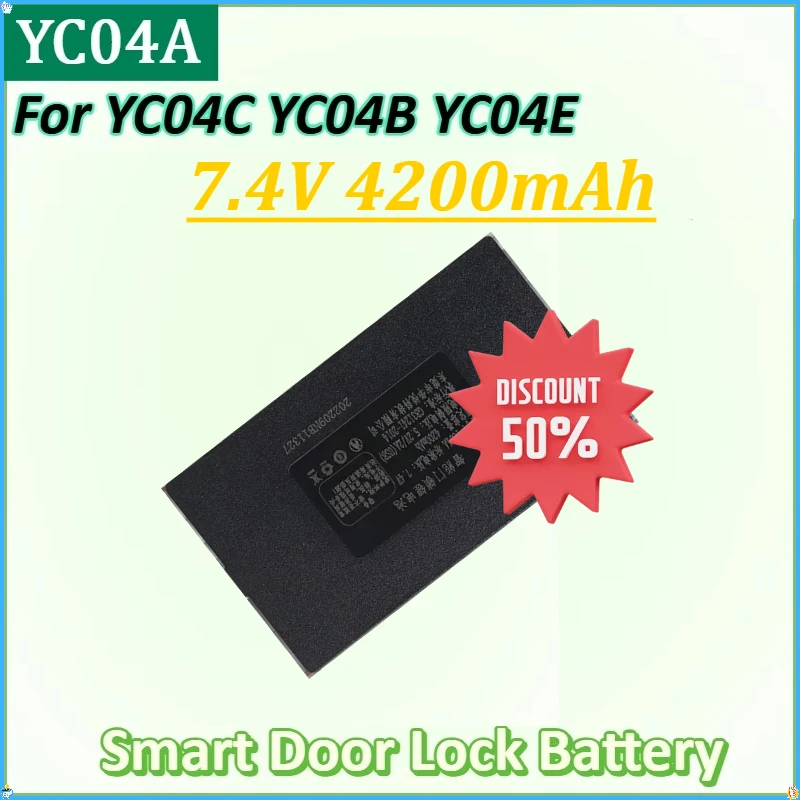 

For YC04C YC04B YC04E Rechargeable Lithium Fingerprint Lock Batteries New YC04A 7.4V 4200mAh Smart Door Lock Battery