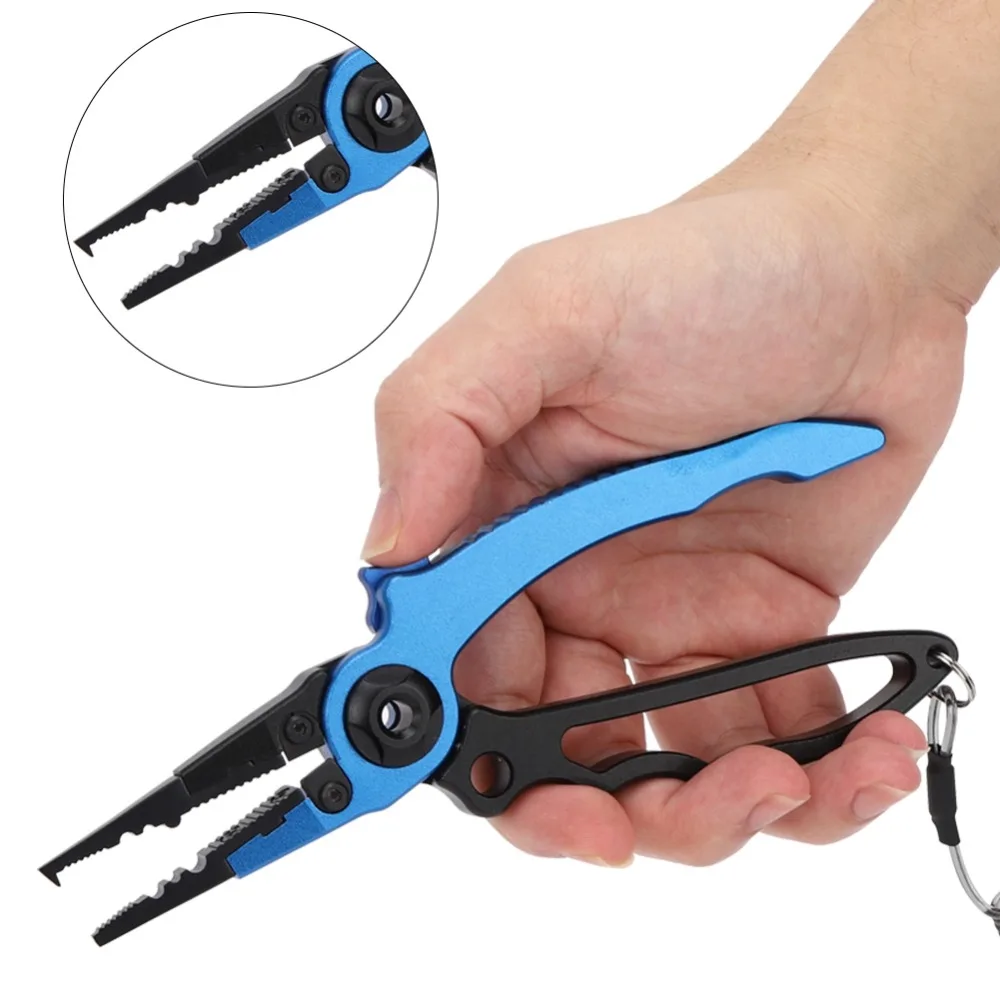 Self Locking Fishing Pliers Ergonomic Grip 18.7cm Length Fishing Cutting Pliers Aluminum Alloy with Sheath Hook Remover Pliers