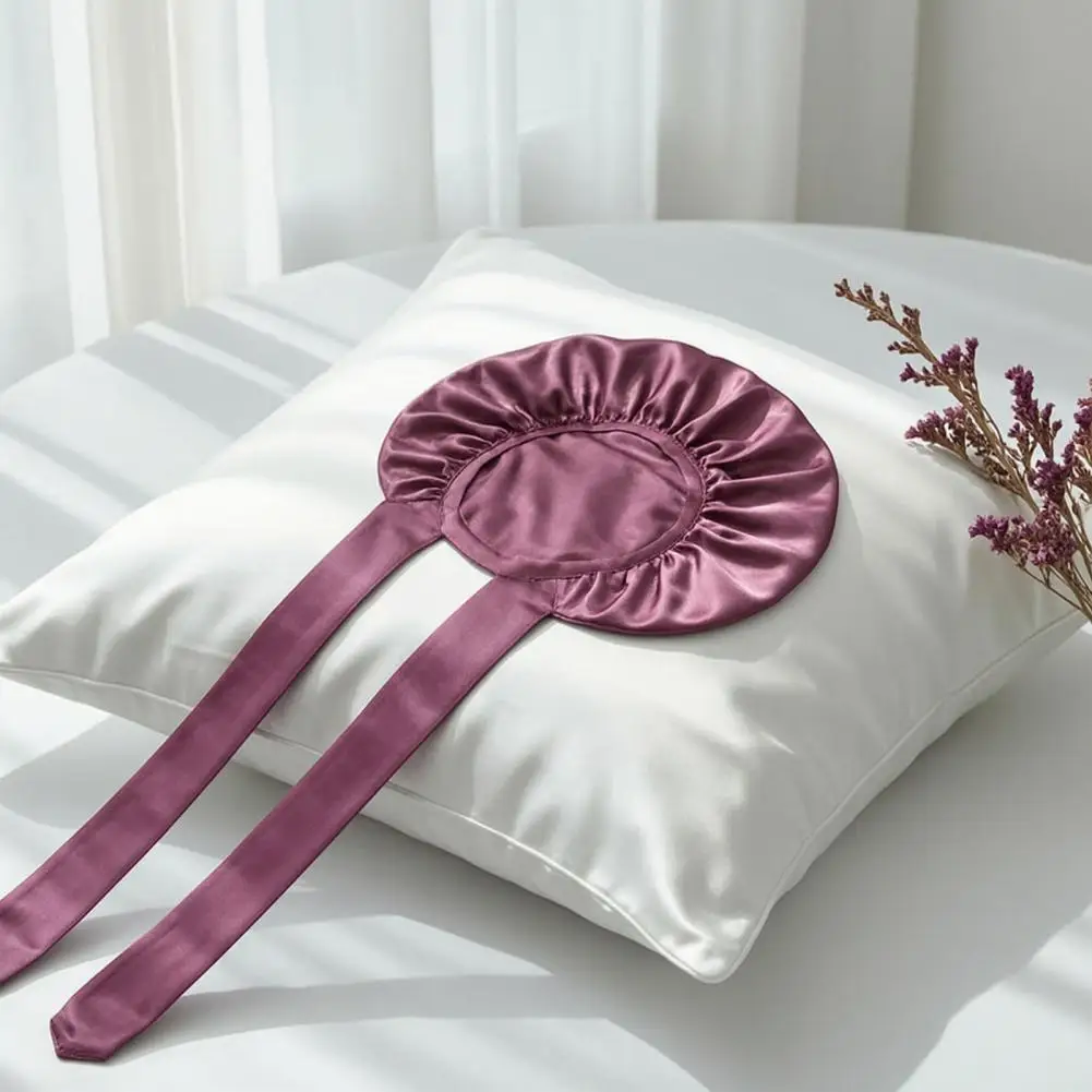Soft Sleeping Bonnet Women’s Adjustable Silk Satin Hair Bonnet Night Sleep Cap with Tie Band Solid Color Wrap for Braids Curly