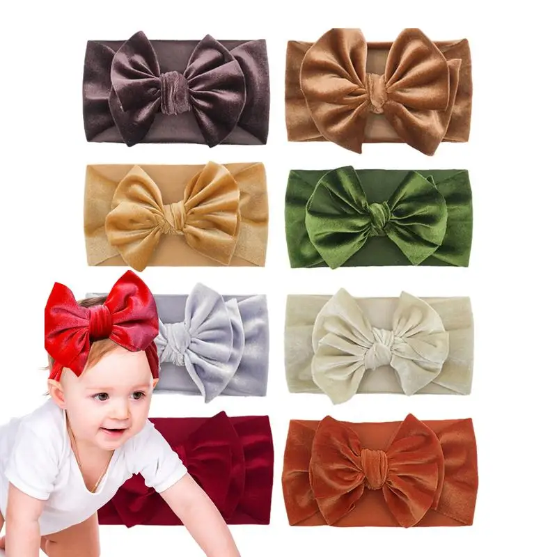 Baby Headbands 8 Colors Super Stretchy Soft Knot Headbands With Hair Bows Elastic Turban Knotted Hair Accessories For Baby Girls