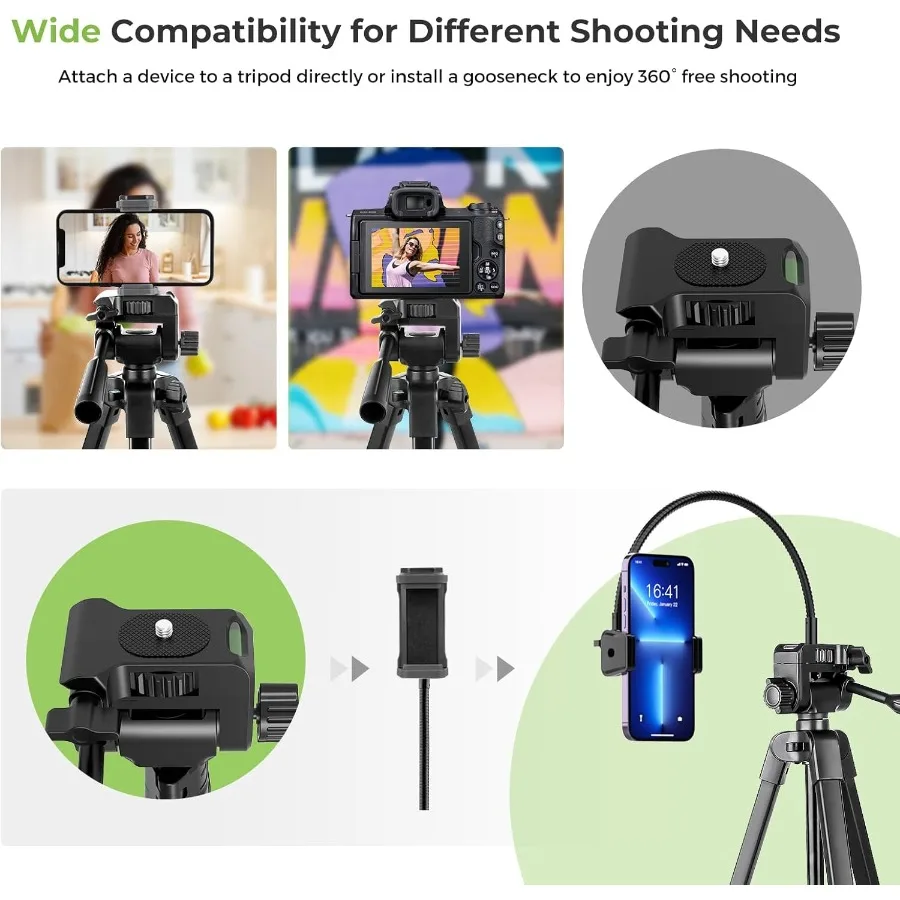 Trípode para teléfono 82 para iPhone con cuello de cisne Flexible, control remoto inalámbrico y soporte para teléfono, trípode extensible para cámara S