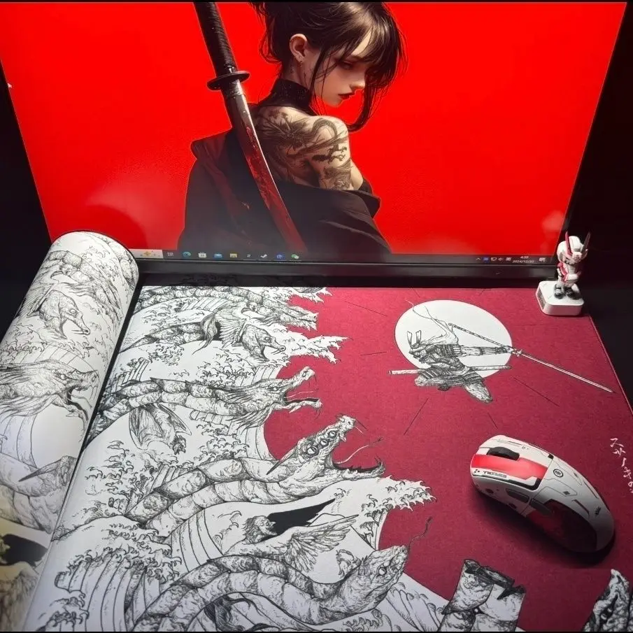 

Игровой коврик для мыши Kyuu Design Mythology Series Inoue Slimflex, резиновый, с высоким контролем, с замкнутым краем, 450x400x4 мм, Otogizōsh, уровень E-Sport