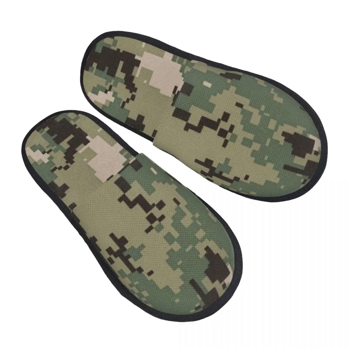 NWU Green Digital Camo Camouflage Cozy Scuff Memory Foam Slippers Women Hotel House Shoes