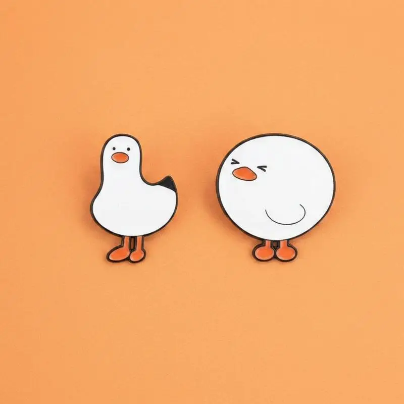 Adorable Cartoon White Goose Brooch 1/2Pcs Round Head Standing Pose Pin Fashion Jewelry Gift for Kids Girls