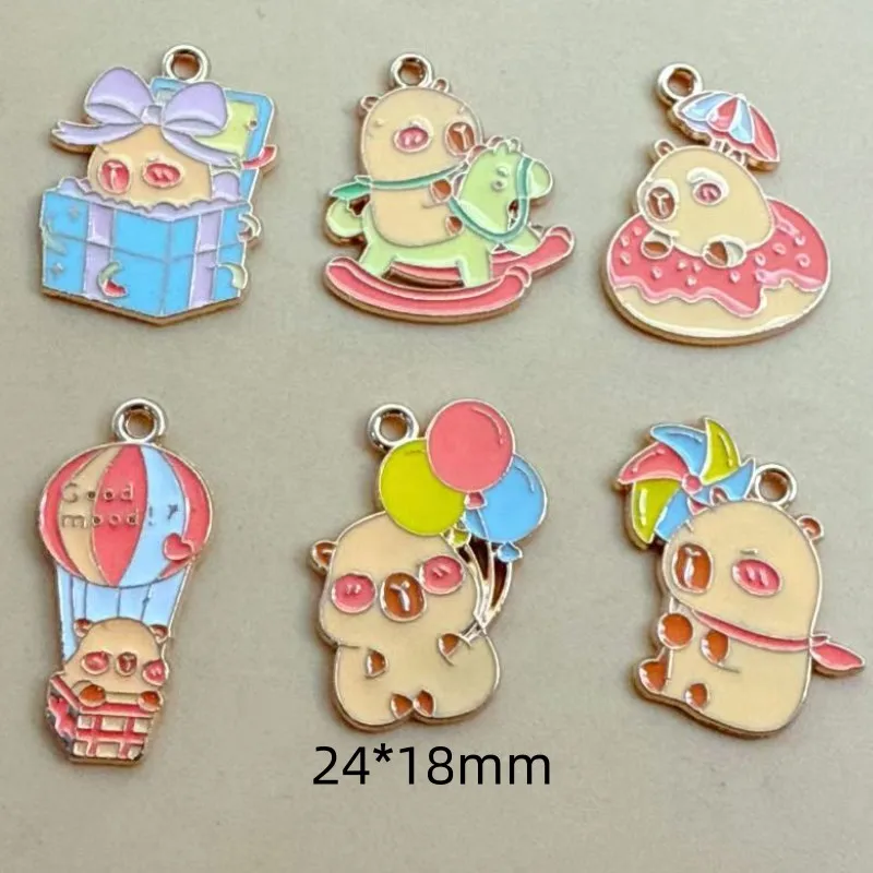 10pcs Cartoon Charm Jewelry Accessories Enamel Necklace Earring Pendant Diy Making Craft Supplies Alloy Metal Gold Plated