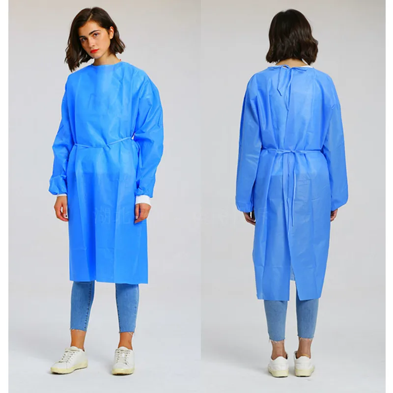 Disposable Thickened Protective Nursing Gown Dustproof Isolation Clothing Clothing SMS Non-woven Thread Cuffs Reverse Wearing