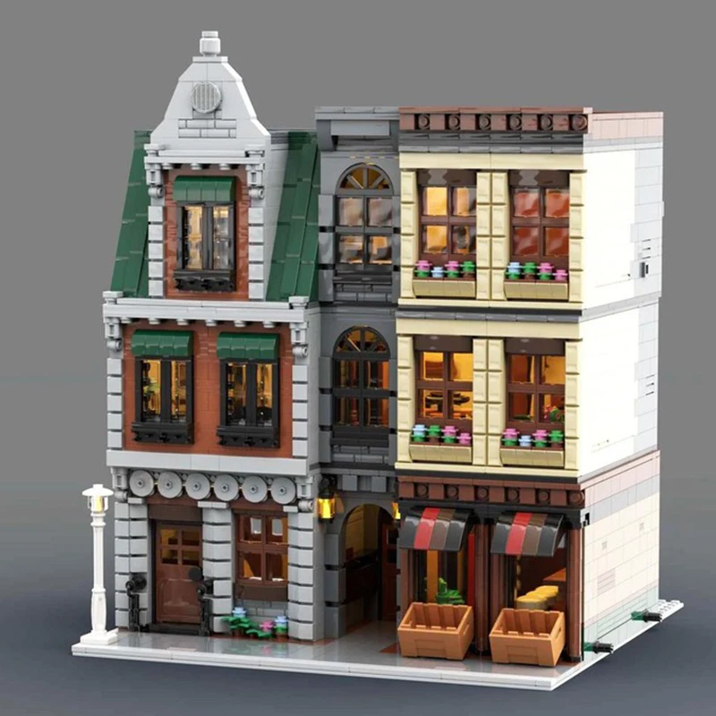 

3698 шт. MOC DownTown, модульные здания, строительные блоки, рождественский подарок, детские подарки