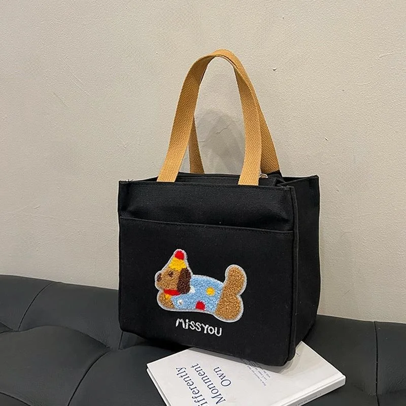 大容量キャンバスランチバッグハンドヘルド通勤ランチボックスバッグオフィスワーカー向けポータブルピクニックバッグハンドバッグスタイル
