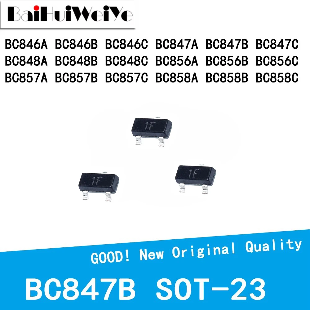 100Pcs BC847B BC846A BC846B BC846C BC847A BC847C  BC848A BC848B BC848C BC856A BC856B BC856C BC857A BC857B BC857C BC858A SOT-23
