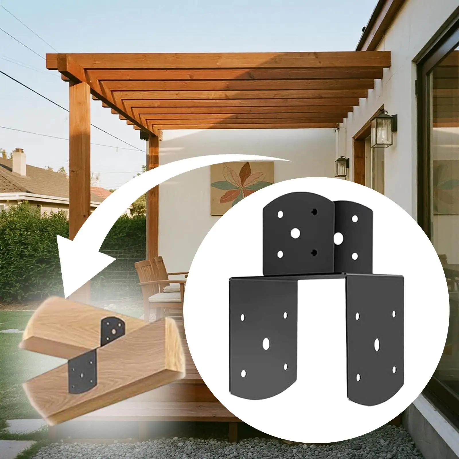 

Кронштейн для крепления крепёжных стержней к дереву, чёрный, для опорных стоек заборов, деревянных балок, усиления соединений, для построек и навесов