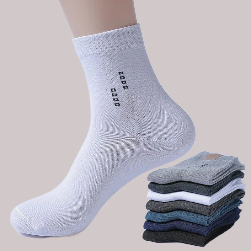 Meias Mid-Calf de Alta Qualidade Anti-Odor e Absorvente de Suor, Cor Sólida, Versátil Retro Colégio Estilo Meias, 5 Pares, 10 Pares