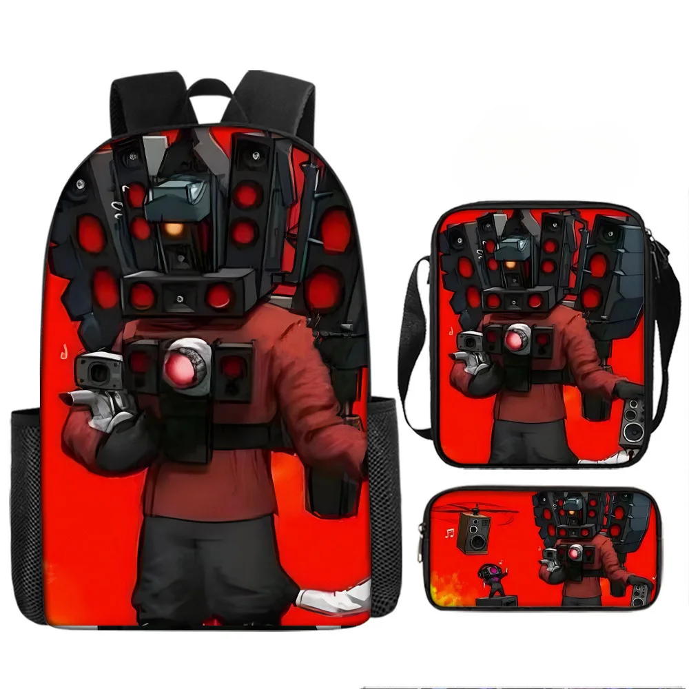 Cartoon backpack Skibidi toilet person VS monitor person Elementary school children's backpack shoulder bag pencil case