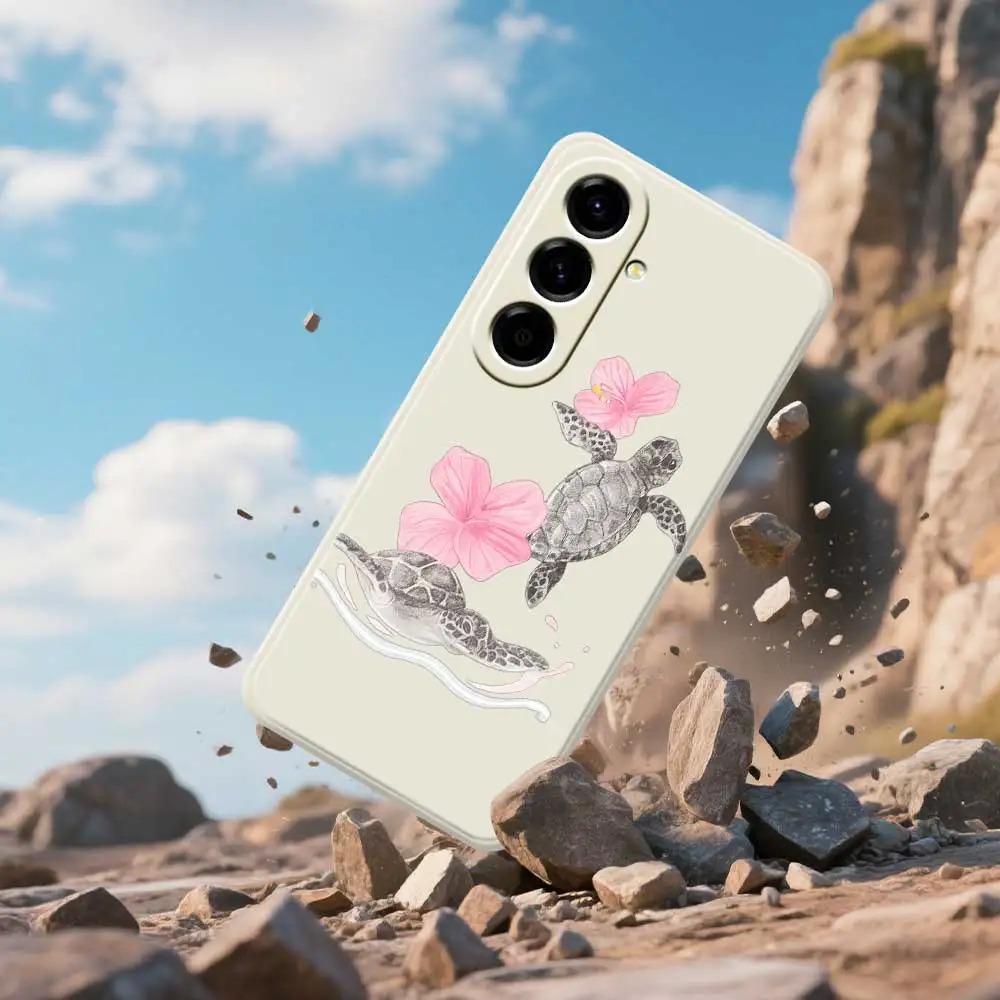 Чехол для телефона с цветком черепахи для Samsung Galaxy A56 A55 A54 A53 A52 5G A36 A26 A16 A06 A35 A25 A15 A34 A24 A14 A33 A32 A23 A13 Cover