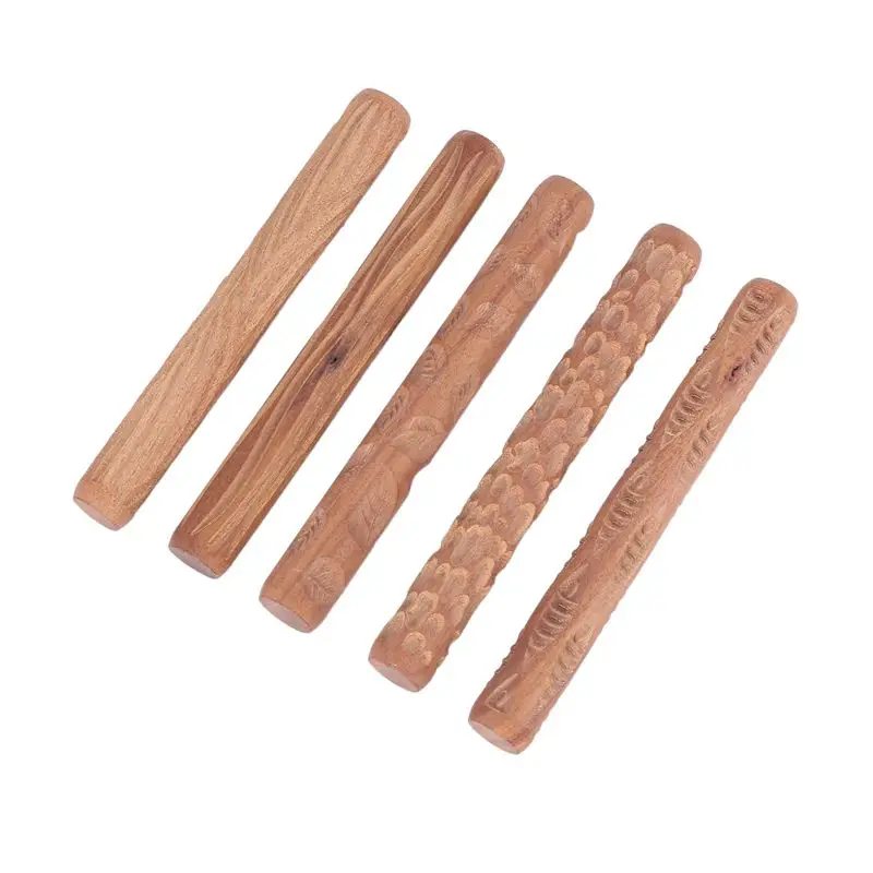 ABRW-50PCS Pottery Tools Wood Hand Rollers For Clay Clay Stamp Clay Pattern Roller