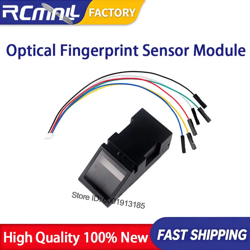 Optical Fingerprint Sensor Module with Dupont Cables Red Light Recognition Fast Response Serial Communication Board for Security