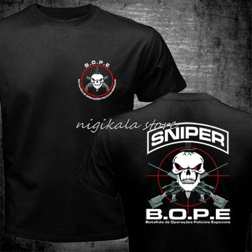 BOPE Tropa De Elite unité De Sniper Scout brésil Forces spéciales t-shirt hommes deux côtés cadeau t-shirt décontracté USA taille S-3XL