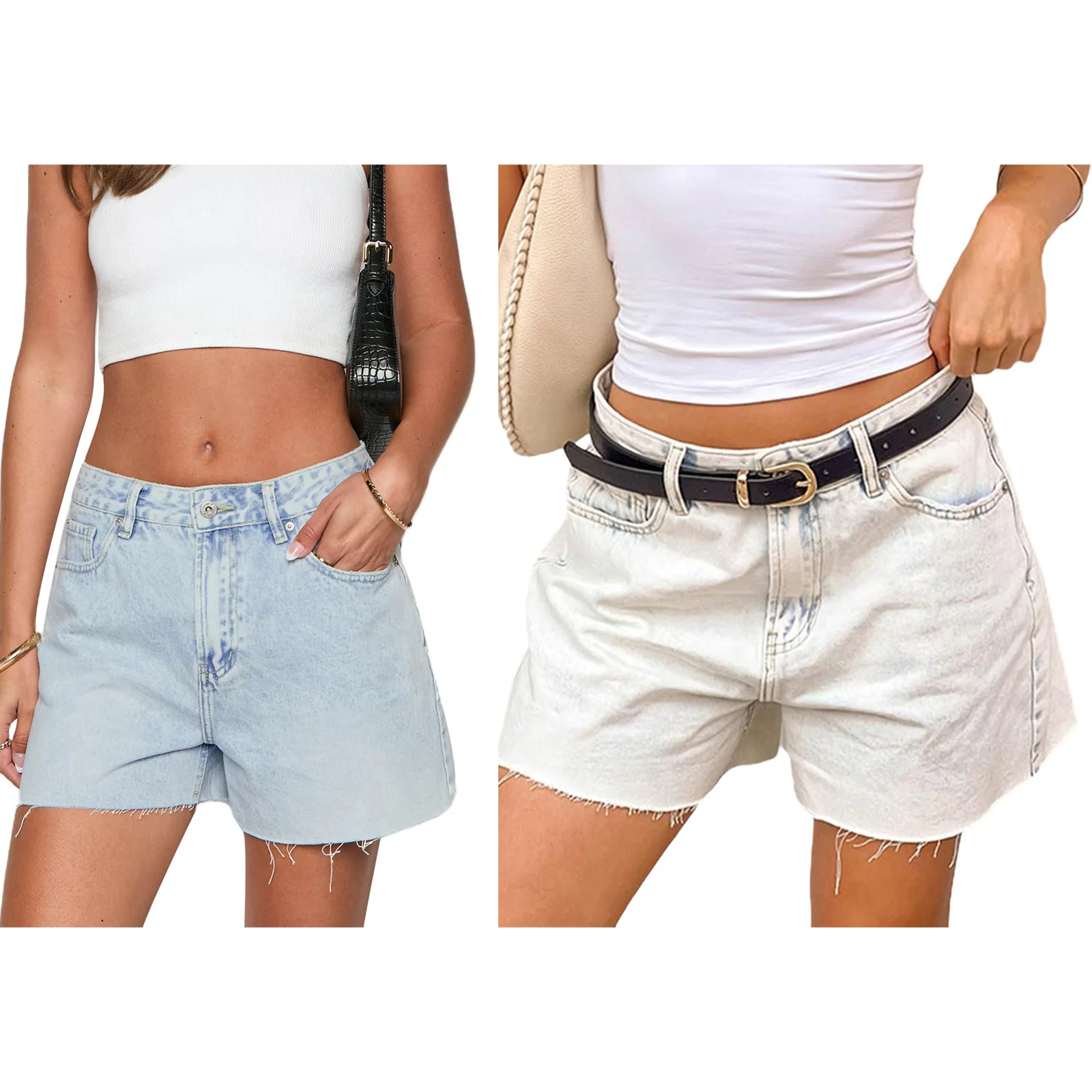 กางเกงยีนส์ขาสั้นลำลองคุณภาพสูงแบบใหม่ กางเกงยีนส์ขาสั้นเอวสูงทรงหลวมสไตล์สาวฮอต ดีไซน์แฟชั่นสำหรับผู้หญิง ฤดูใบไม้ผลิและฤดูร้อน