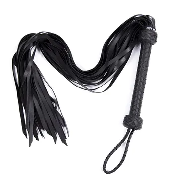 87CM Handmade Genuine Sheepskin Leather Horsewhip Suede Flogger Cowhide with Handle And Wrist Strap for Horse Riding 1