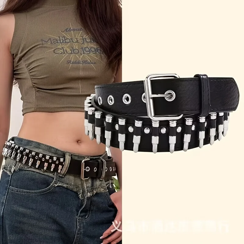 

Punk Rivet Studded Belts Hip Hop PU Leather Goth Belt Trendy Jeans Pants Belt For Women Men