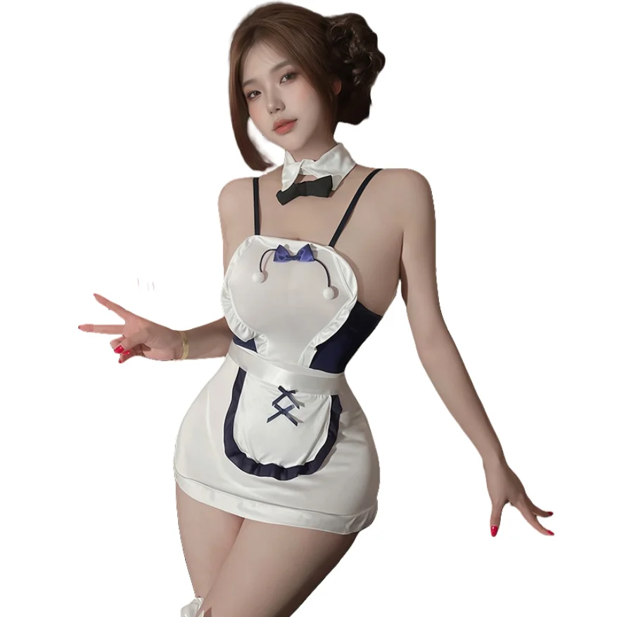 Anime Maid Cosplay Costumes Sexy Lingerie for Women Babydoll Hip Wrap Skirt Backless Uniform Nightdress French Apron Temptation