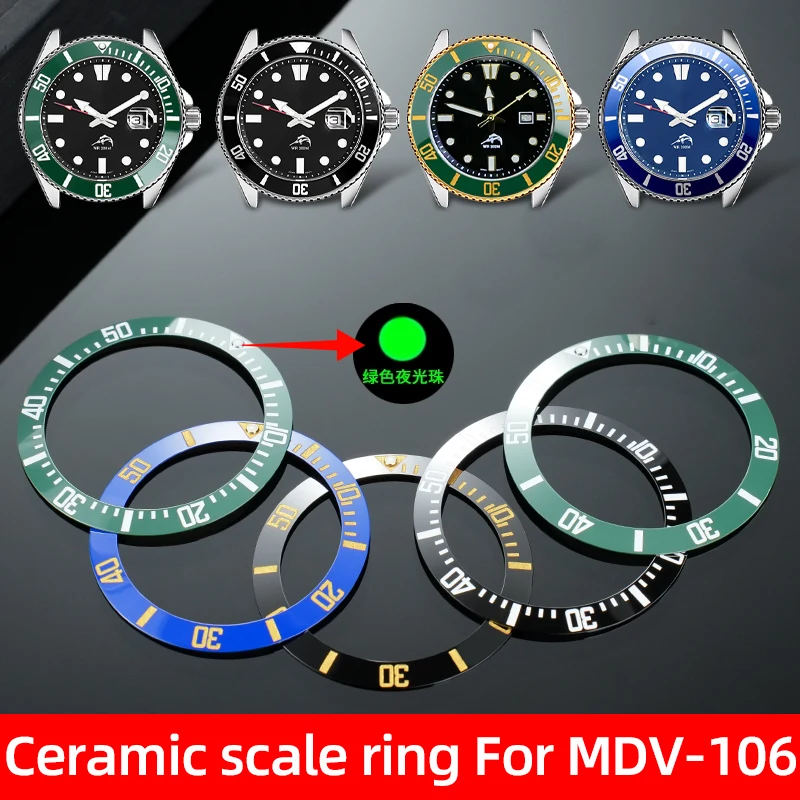 MDV106 Duro Swordfish Ceramic Insert Bezel 12 o'clock Green
